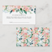 Floral Baby shower Diaper Raffle Enclosure Card Informatiekaartje (Voorkant / Achterkant)