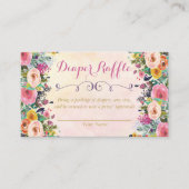 Floral Baby shower Diaper Raffle Kaart (Voorkant)