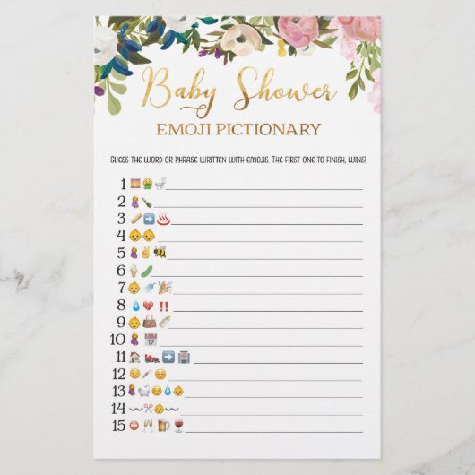 Floral Baby shower Emoji Game (Voorkant)