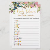 Floral Baby shower Emoji Game (Voorkant / Achterkant)