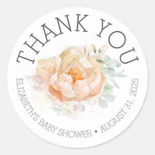 Floral Baby shower Hartelijk dank Ronde Sticker