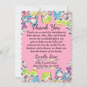 Floral Baby shower Hartelijk dank, roze Kaart (Voorkant)