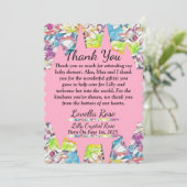 Floral Baby shower Hartelijk dank, roze Kaart (Staand voorkant)