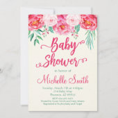 Floral Baby shower Invitation, Baby shower Uitnodi Kaart (Voorkant)