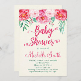 Floral Baby shower Invitation, Baby shower Uitnodi Kaart