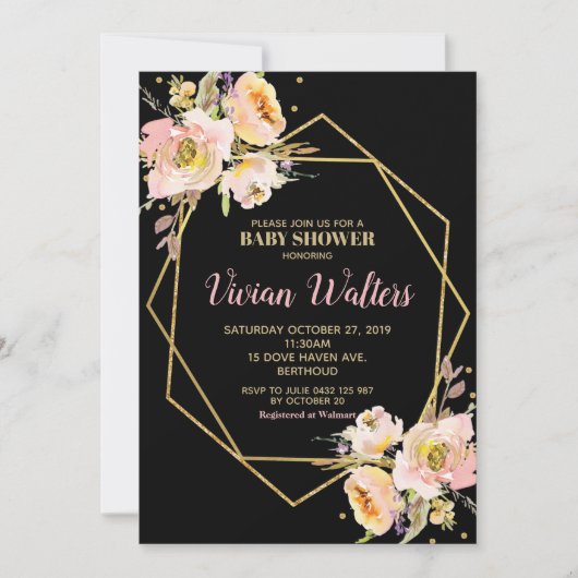 Floral Baby shower Invitation Boy Girl Pink Blush Kaart (Voorkant)