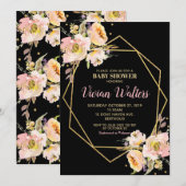 Floral Baby shower Invitation Boy Girl Pink Blush Kaart (Voorkant / Achterkant)