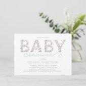 Floral Baby shower Invitation - Custom Invite Kaart (Staand voorkant)