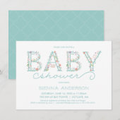 Floral Baby shower Invitation - Custom Invite Kaart (Voorkant / Achterkant)