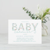 Floral Baby shower Invitation - Custom Invite Kaart (Staand voorkant)