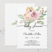 Floral Baby shower Invitation FB10 Save The Date (Voorkant / Achterkant)