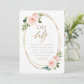 Floral Baby shower Invitation Girl Kaart (Staand voorkant)