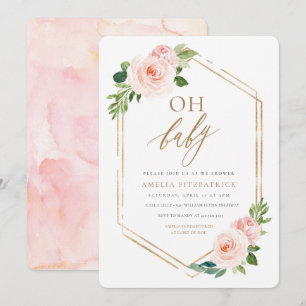 Floral Baby shower Invitation Girl Kaart