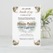  Floral Baby shower Invitation Kaart (Staand voorkant)