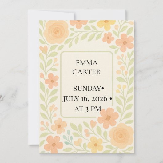 Floral Baby Shower Invitation Kaart (Voorkant)