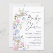 Floral Baby shower Invitation | Paarse en roze Kaart (Voorkant)