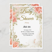 Floral Baby shower Invitation Sjabloon (Voorkant / Achterkant)