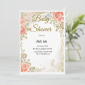Floral Baby shower Invitation Sjabloon (Staand voorkant)