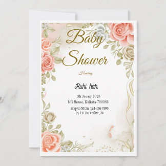 Floral Baby shower Invitation Sjabloon