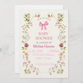 Floral Baby Shower Invitation | Soft Pink waterco Kaart (Voorkant / Achterkant)