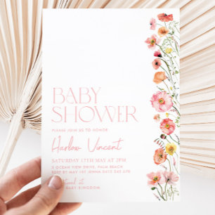 Floral Baby shower Invitation Wildbloemen Modern Kaart