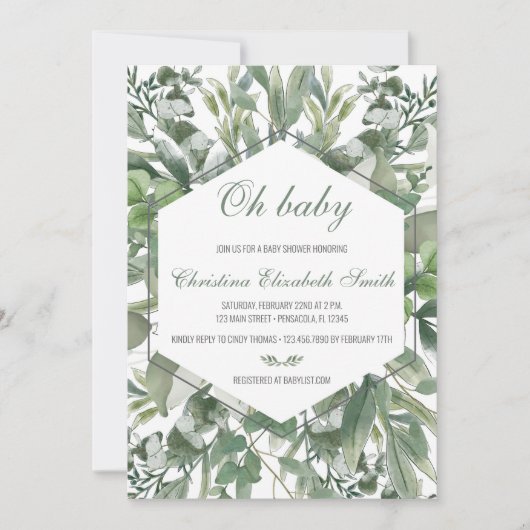 Floral Baby shower Invite Kaart (Voorkant)