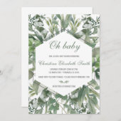 Floral Baby shower Invite Kaart (Voorkant / Achterkant)