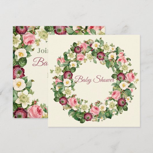 Floral Baby shower Kaart (Voorkant / Achterkant)