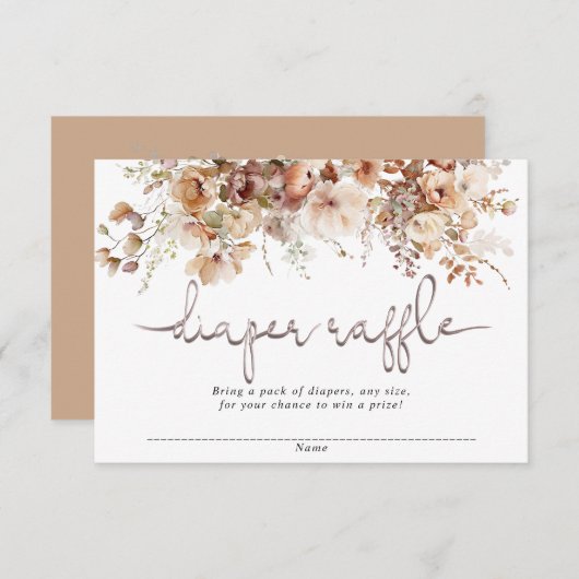 Floral baby shower luier loterijkaarten informatiekaartje (Voorkant / Achterkant)