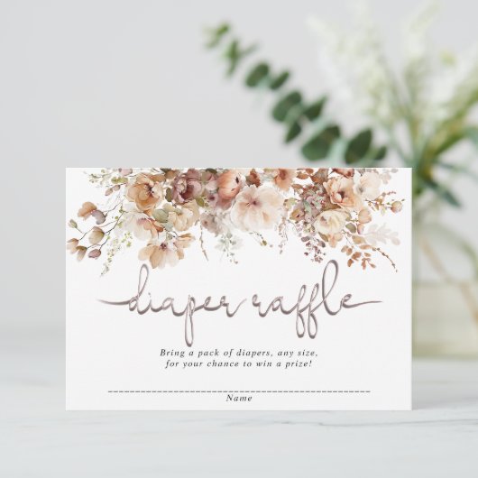 Floral baby shower luier loterijkaarten informatiekaartje (Staand voorkant)