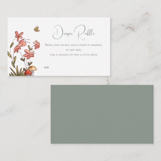 Floral Baby shower Luier Raffle Informatiekaartje (Voorkant / Achterkant)