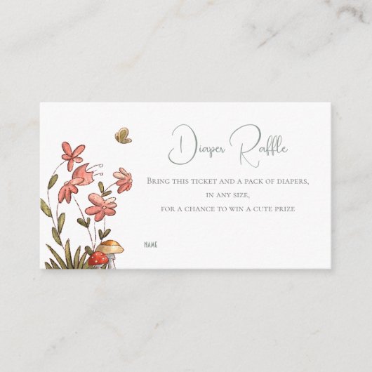Floral Baby shower Luier Raffle Informatiekaartje (Voorkant)