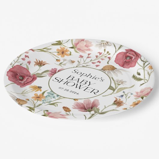 Floral Baby shower Papieren Bordje (Gekanteld)