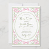 Floral Baby Shower Pink and Green  Kaart (Voorkant)