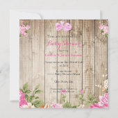 Floral Baby shower Roze Rustic Wood Ethnic Kaart (Achterkant)