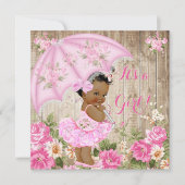 Floral Baby shower Roze Rustic Wood Ethnic Kaart (Voorkant)