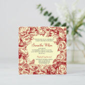 Floral Baby shower Rozen Rood Kaart (Staand voorkant)