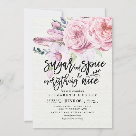 Floral Baby shower Sugar & Spice & Alles Nice Kaart (Voorkant)