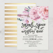 Floral Baby shower Sugar & Spice & Alles Nice Kaart (Voorkant / Achterkant)