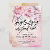 Floral Baby shower Sugar & Spice & Alles Nice Kaart (Voorkant / Achterkant)