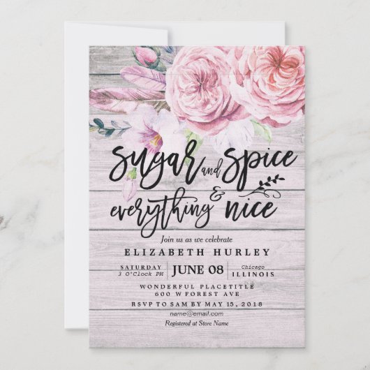 Floral Baby shower Sugar & Spice & Alles Nice Kaart (Voorkant)