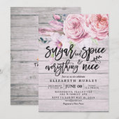 Floral Baby shower Sugar & Spice & Alles Nice Kaart (Voorkant / Achterkant)