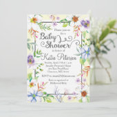 Floral Baby shower Uitnodiging (Staand voorkant)