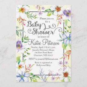 Floral Baby shower Uitnodiging