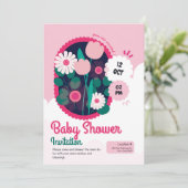 Floral Baby shower Uitnodiging (Staand voorkant)