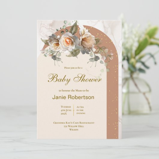 Floral Baby shower Uitnodiging (Staand voorkant)