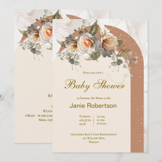 Floral Baby shower Uitnodiging (Voorkant / Achterkant)