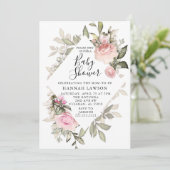 Floral Baby shower Uitnodiging (Staand voorkant)