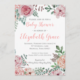 Floral Baby shower Uitnodiging