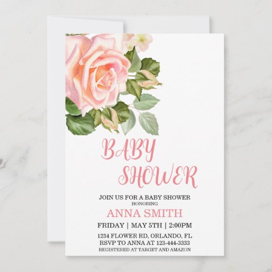 Floral Baby shower Uitnodiging (Voorkant)
